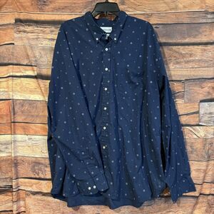 Saddlebred Mens 3XLT Blue White Dot Long Sleeve Button Down Shirt Big Tall